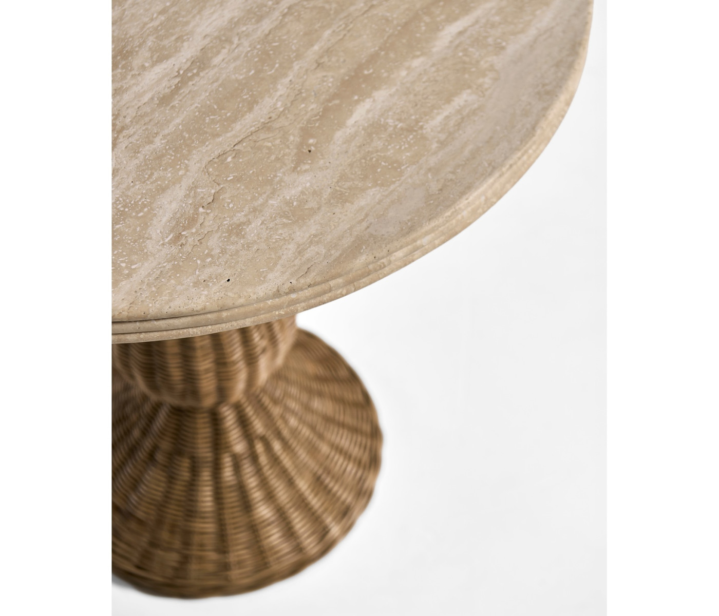 Palm Court Round Travertine Accent Table