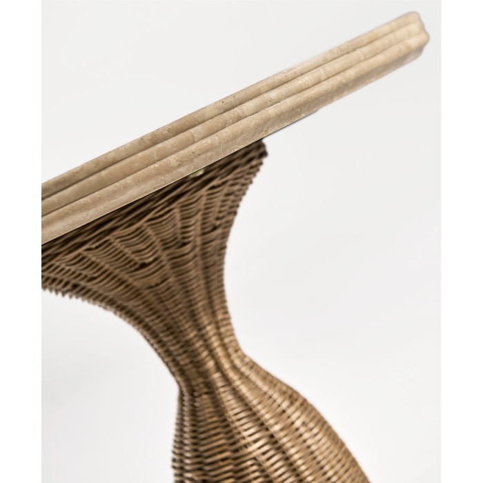 Palm Court Round Travertine Accent Table