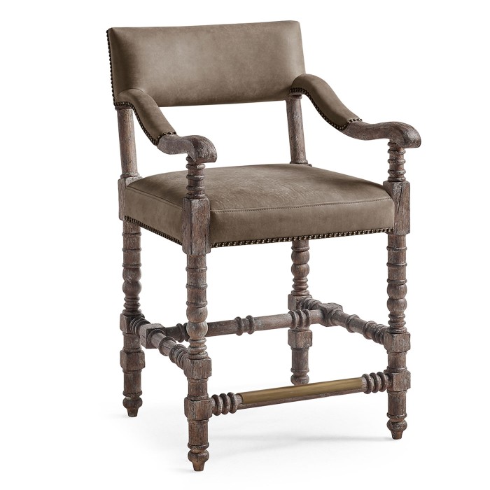 Caldera Oscura Leather Arm Chair Counter Stool