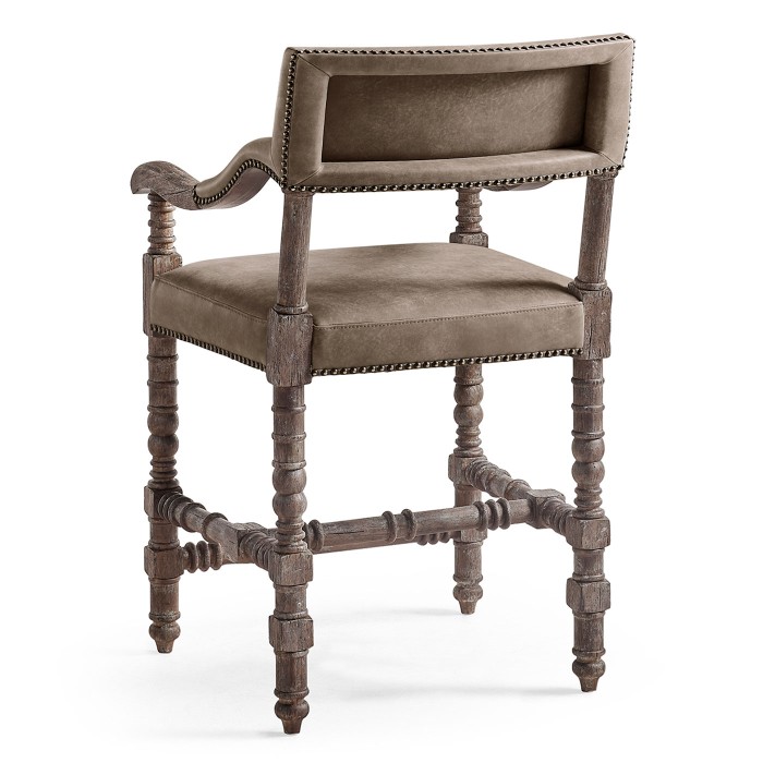 Caldera Oscura Leather Arm Chair Counter Stool