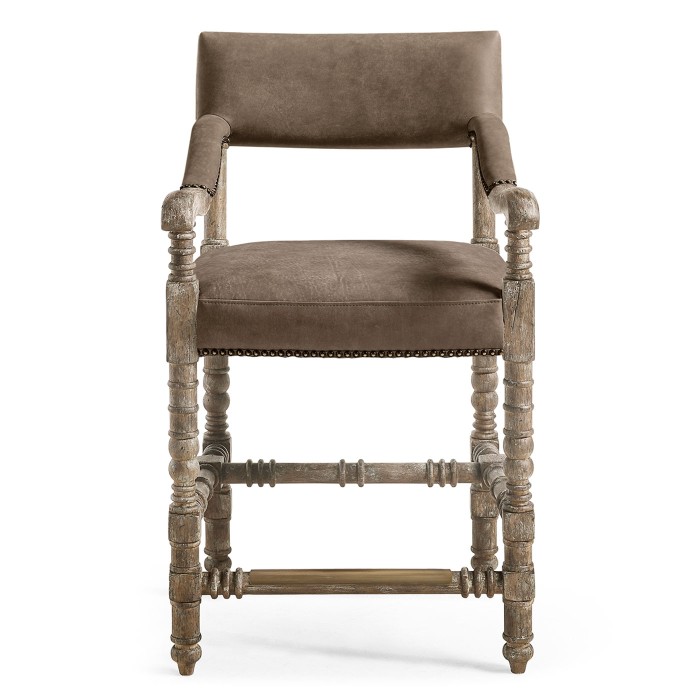 Caldera Light Leather Arm Chair Counter Stool
