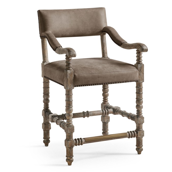 Caldera Light Leather Arm Chair Counter Stool