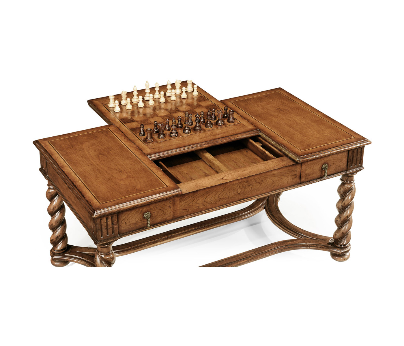 Walnut parquetry coffee games table