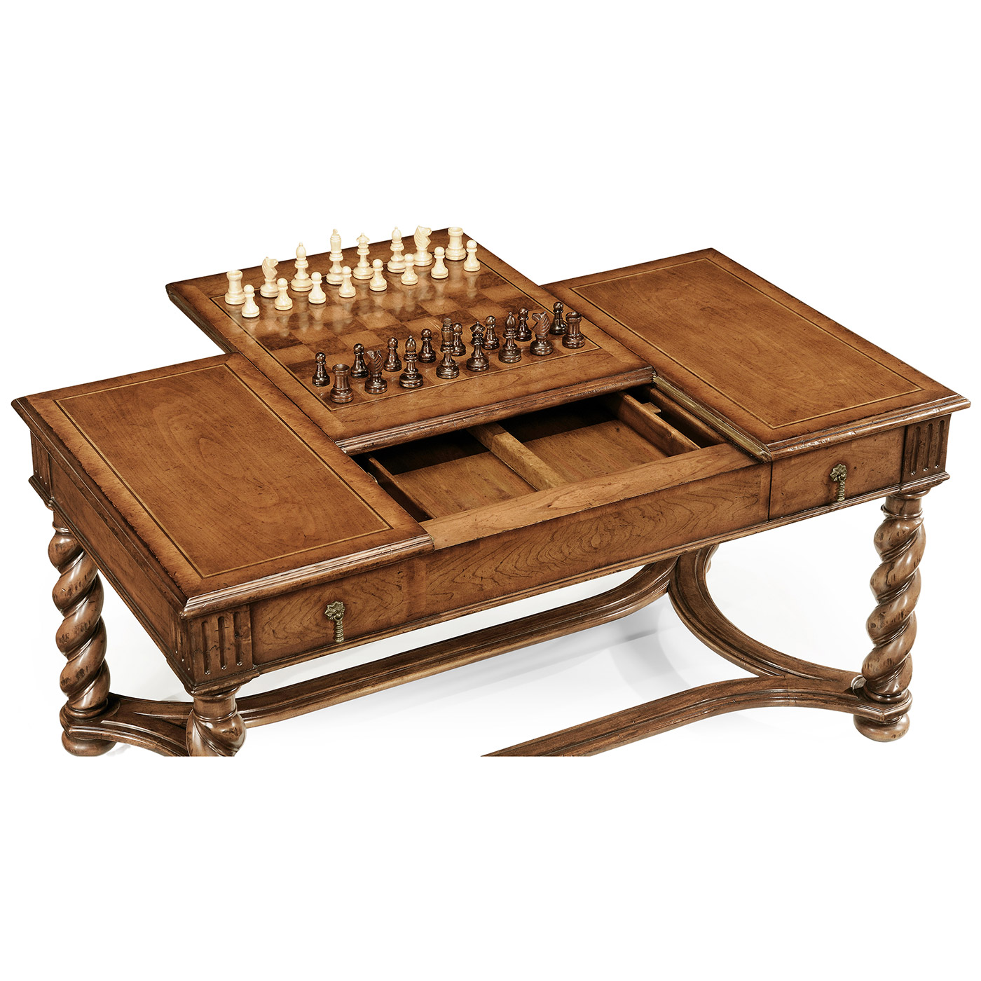 Walnut parquetry coffee games table