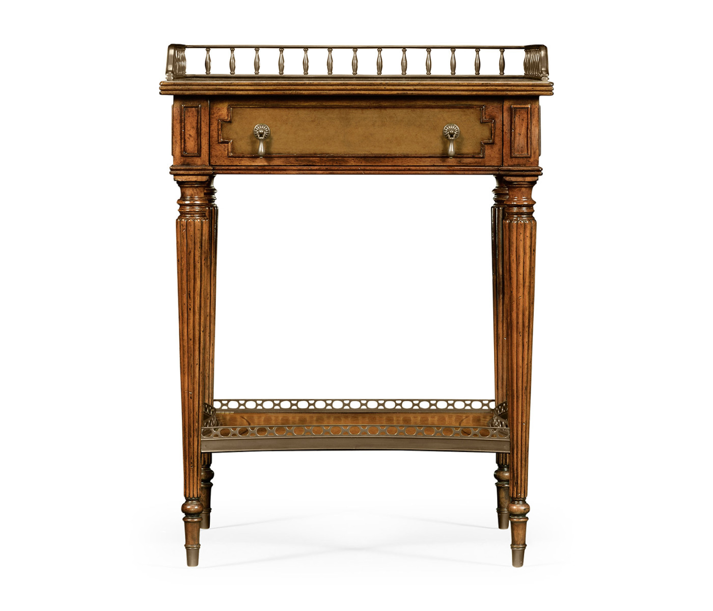 Lamp or bedside table with inset leather