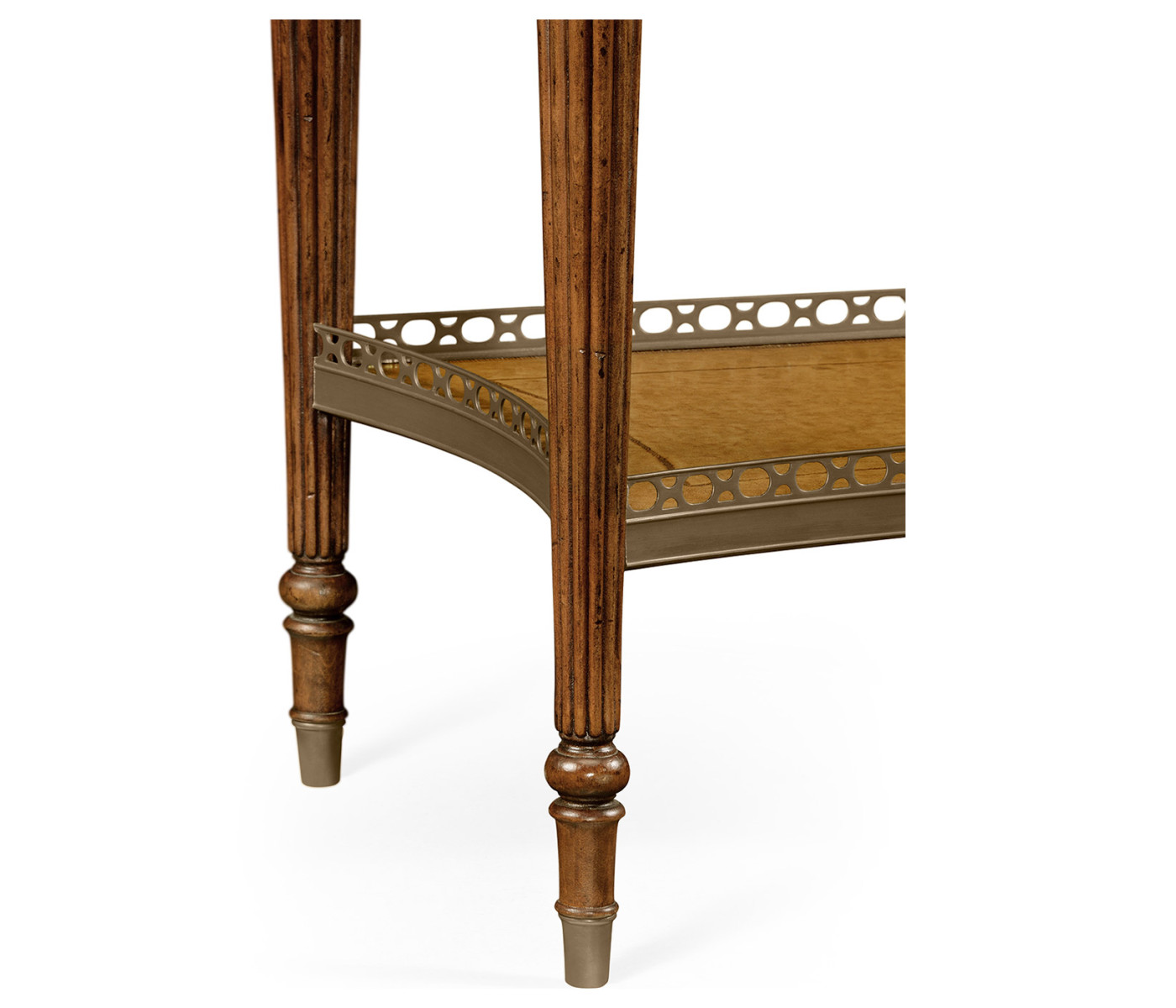 Lamp or bedside table with inset leather