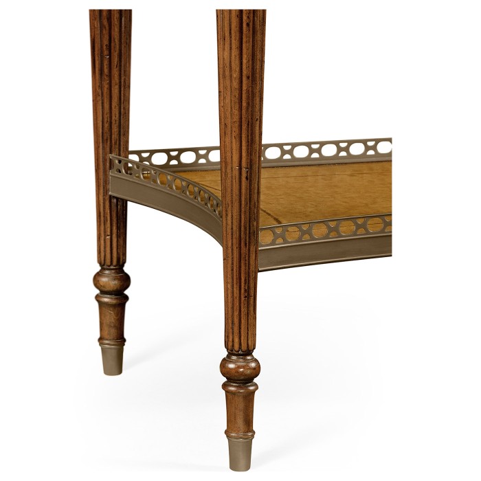 Lamp or bedside table with inset leather