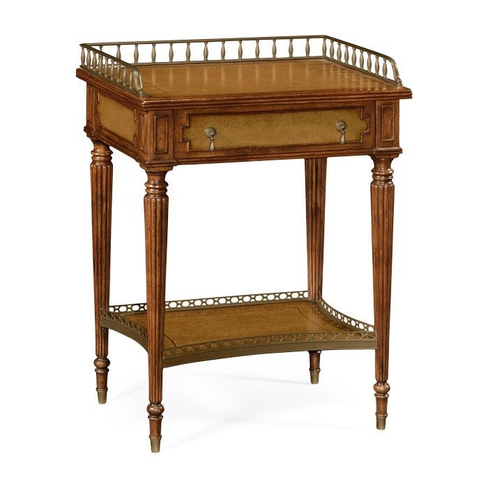 Lamp or bedside table with inset leather