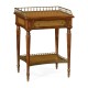 Lamp or bedside table with inset leather