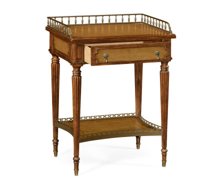 Lamp or bedside table with inset leather