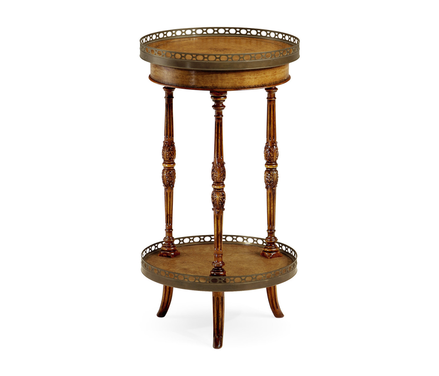 Leather inset round lamp table