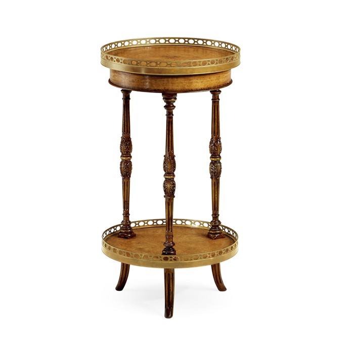 Leather inset round lamp table