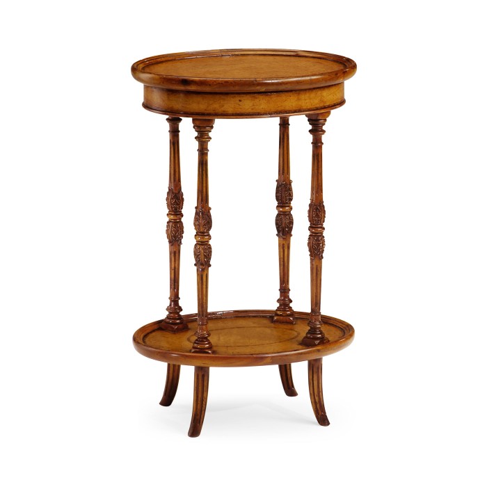 Leather inset oval lamp table
