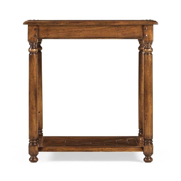 Square Parquet Topped Side Table with Undertier