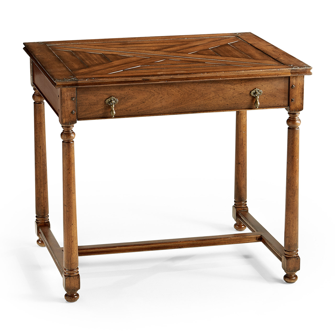 Rectangular parquet side table with drawer