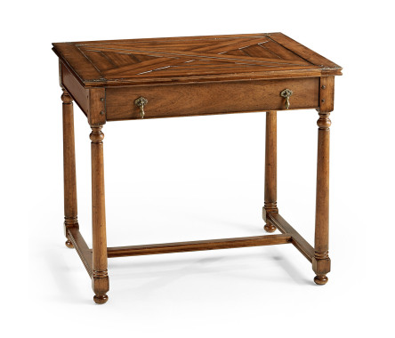 Rectangular parquet side table with drawer