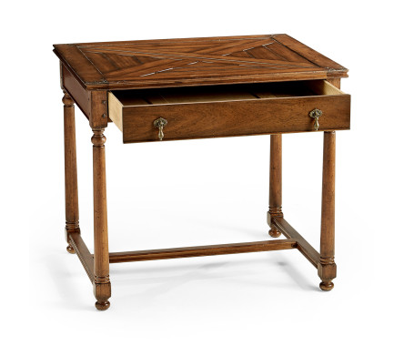 Rectangular parquet side table with drawer