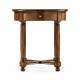 Round parquet topped side table
