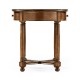 Round parquet topped side table