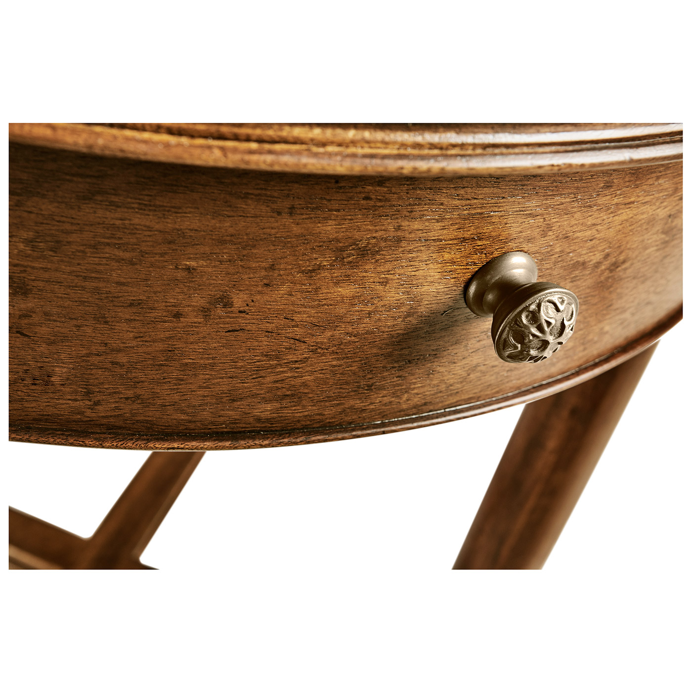 Round parquet topped side table