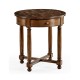 Round parquet topped side table