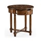 Round parquet topped side table
