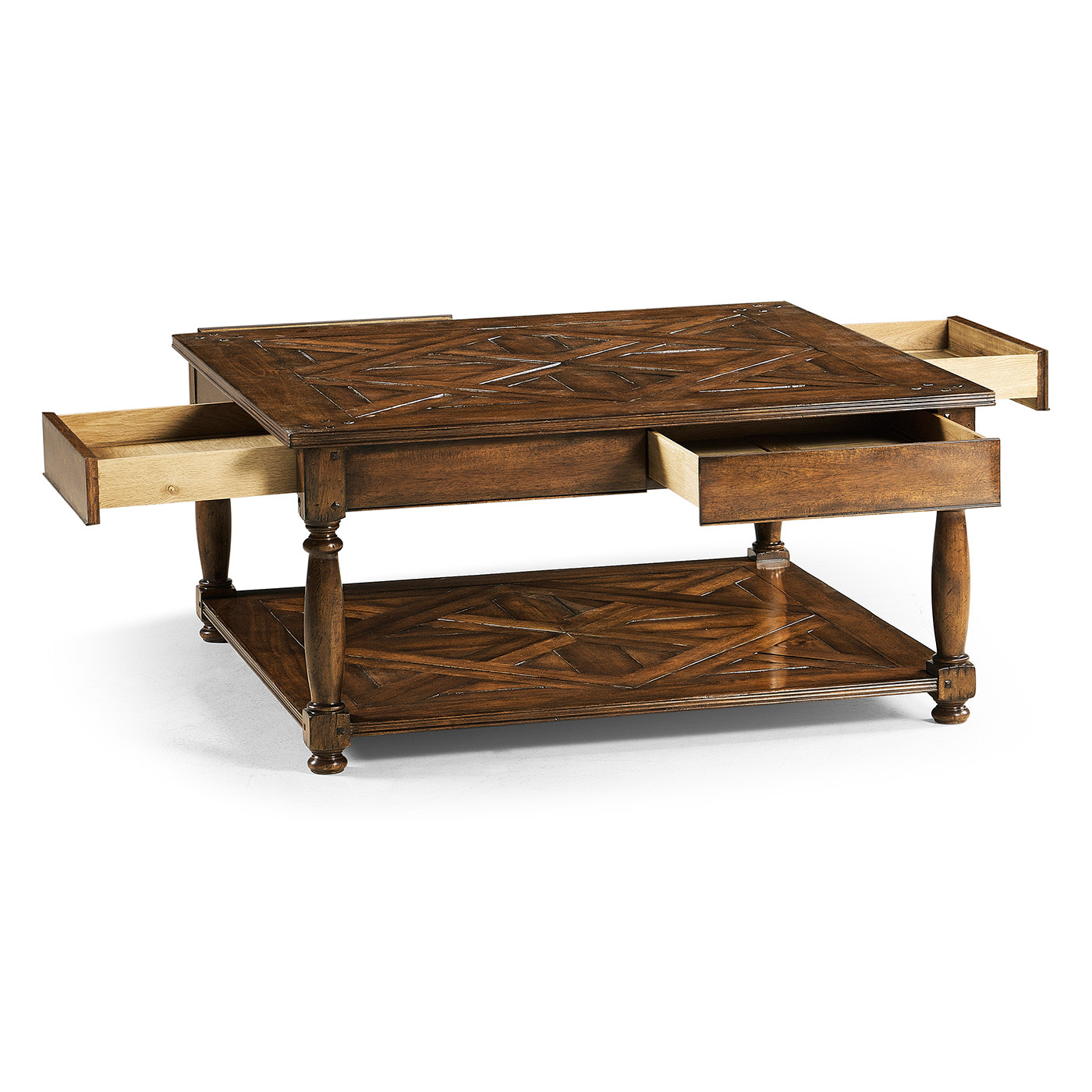 Square Parquet Topped Coffee Table