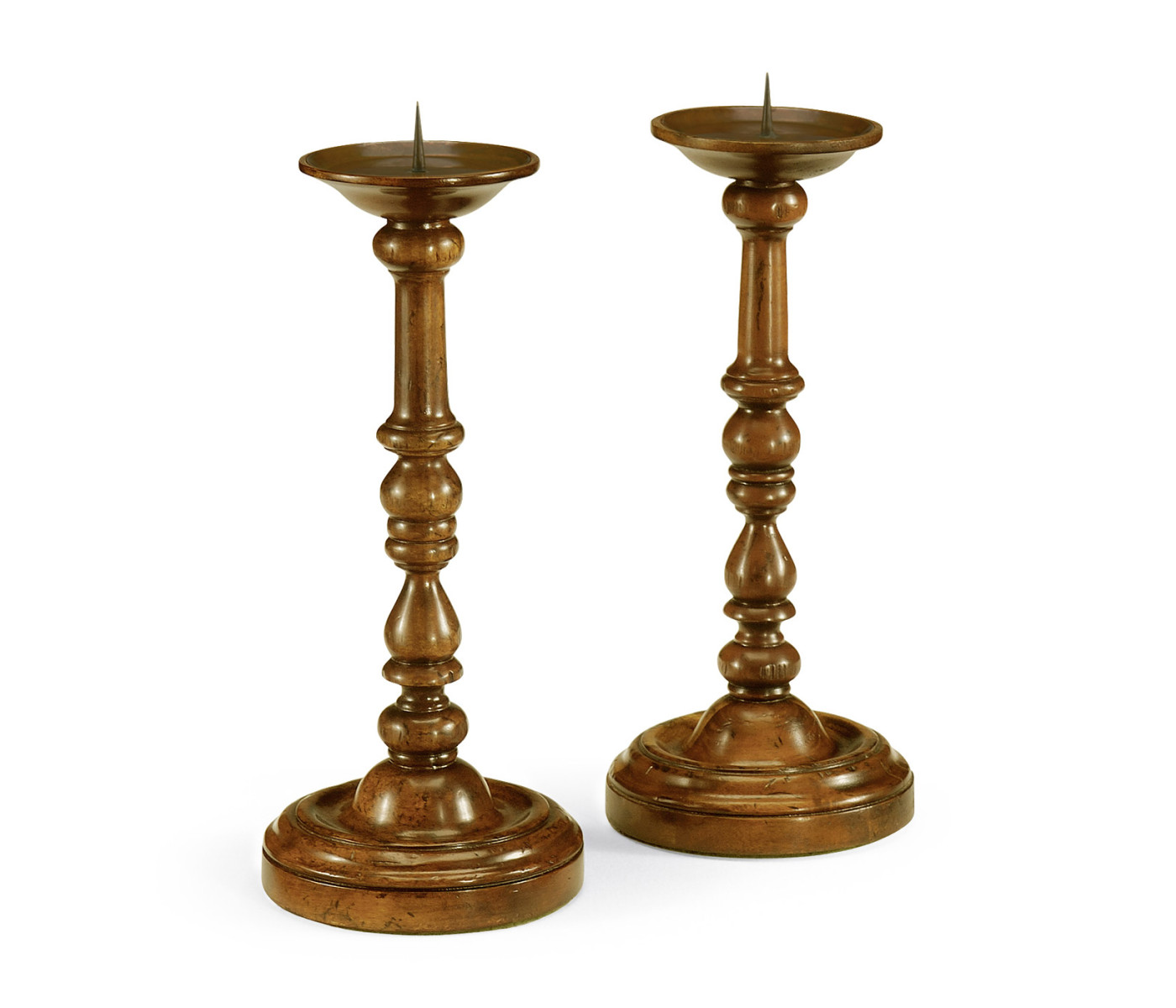 Pair of Baluster Turned Walnut Candlesticks