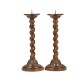 Pair of Twisted Walnut Candlesticks