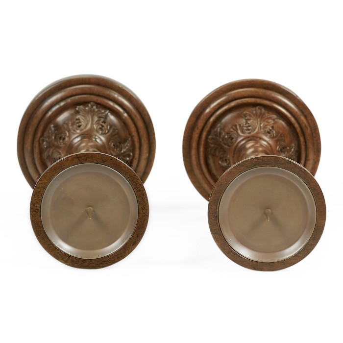 Pair of Twisted Walnut Candlesticks