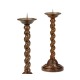 Pair of Twisted Walnut Candlesticks
