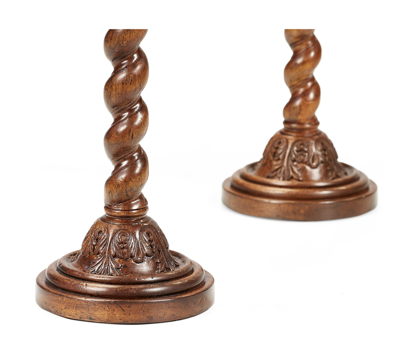 Pair of Twisted Walnut Candlesticks