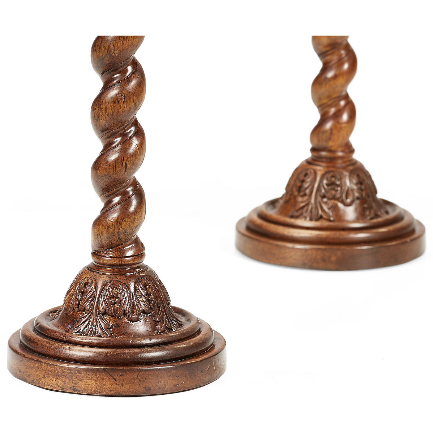 Pair of Twisted Walnut Candlesticks