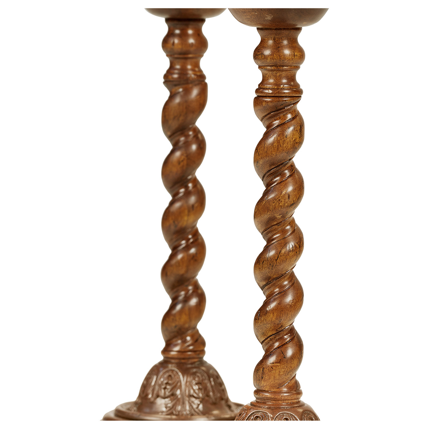 Pair of Twisted Walnut Candlesticks