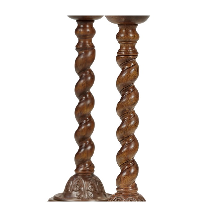 Pair of Twisted Walnut Candlesticks