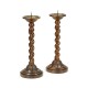Pair of Twisted Walnut Candlesticks