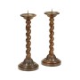 Pair of Twisted Walnut Candlesticks