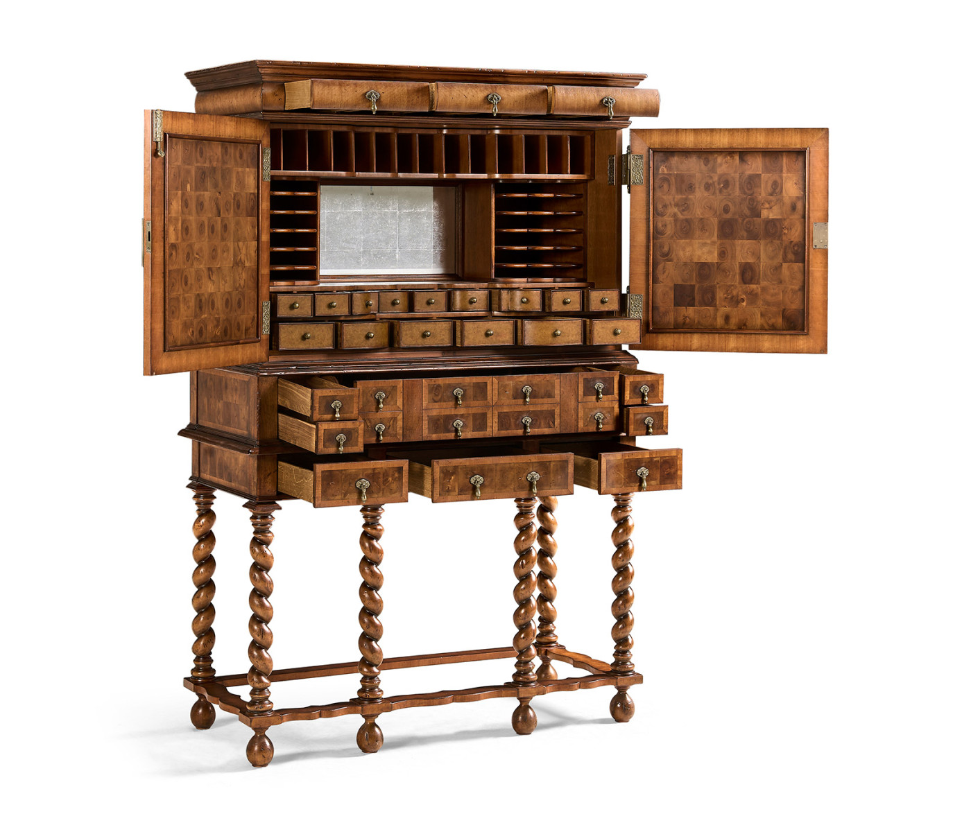 William & Mary Walnut & Oyster Secrétaire Cabinet 