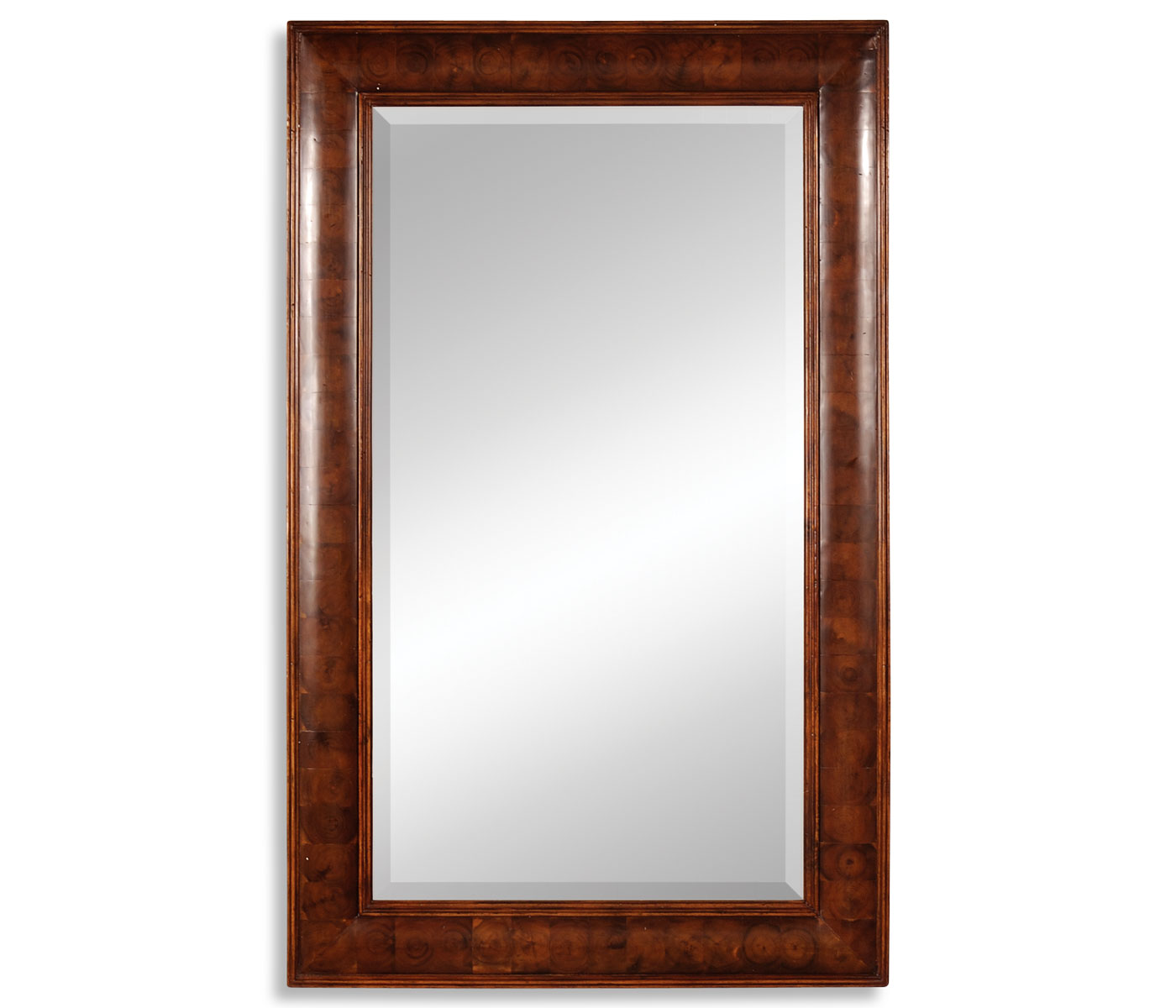 Walnut & oyster veneer rectangular mirror