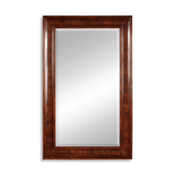 Walnut & oyster veneer rectangular mirror