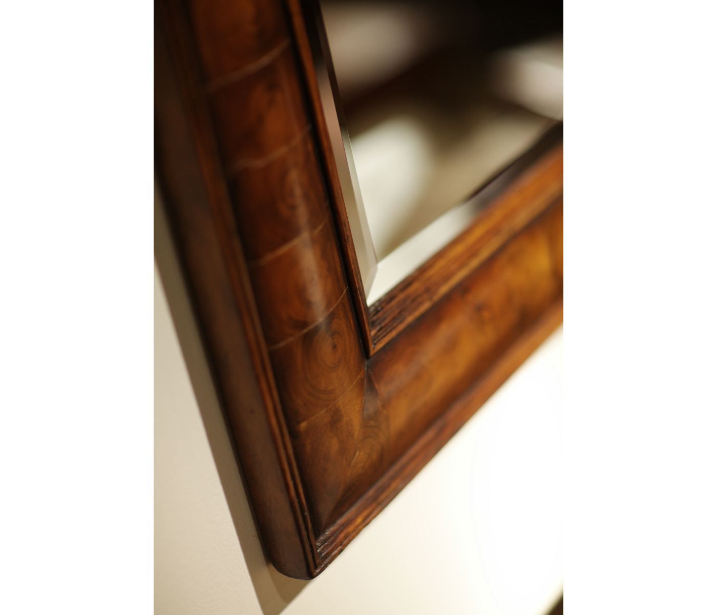 Walnut & oyster veneer rectangular mirror