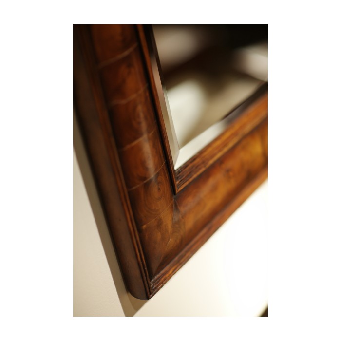 Walnut & oyster veneer rectangular mirror