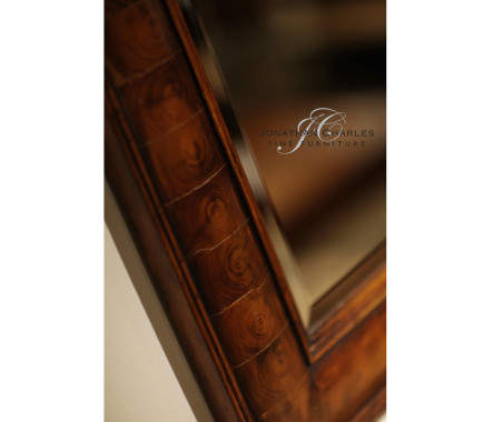 Walnut & oyster veneer rectangular mirror
