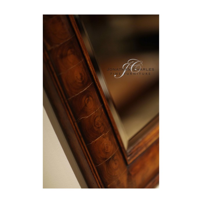 Walnut & oyster veneer rectangular mirror
