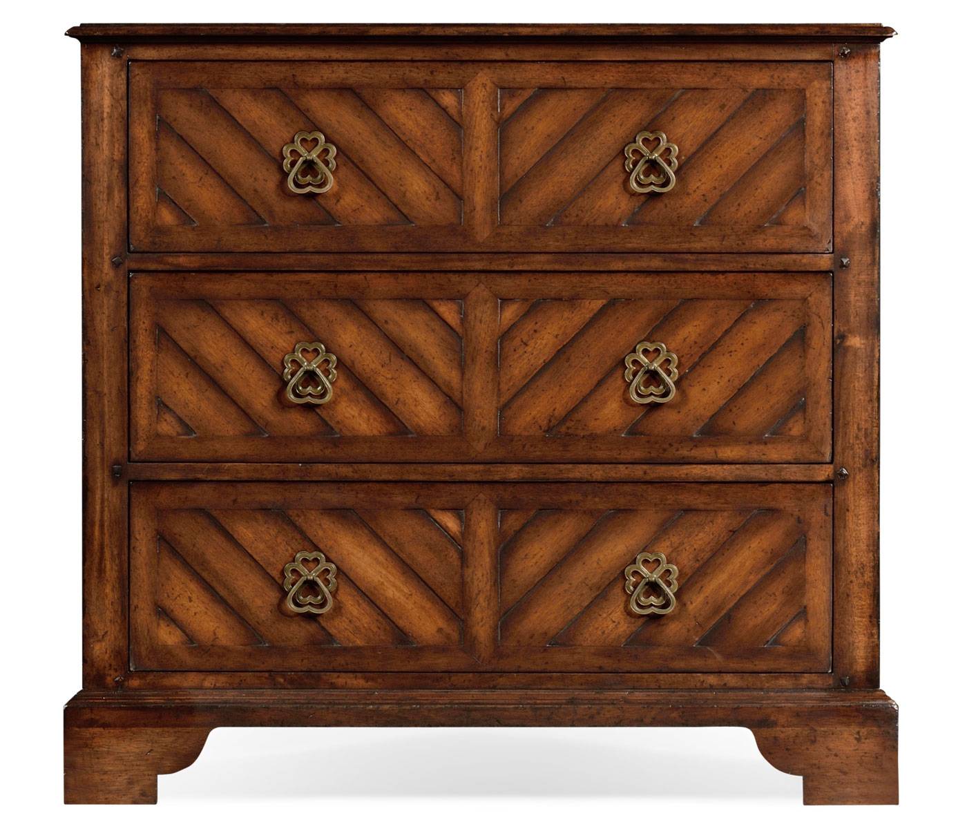 Walnut parquet chest of three drawers