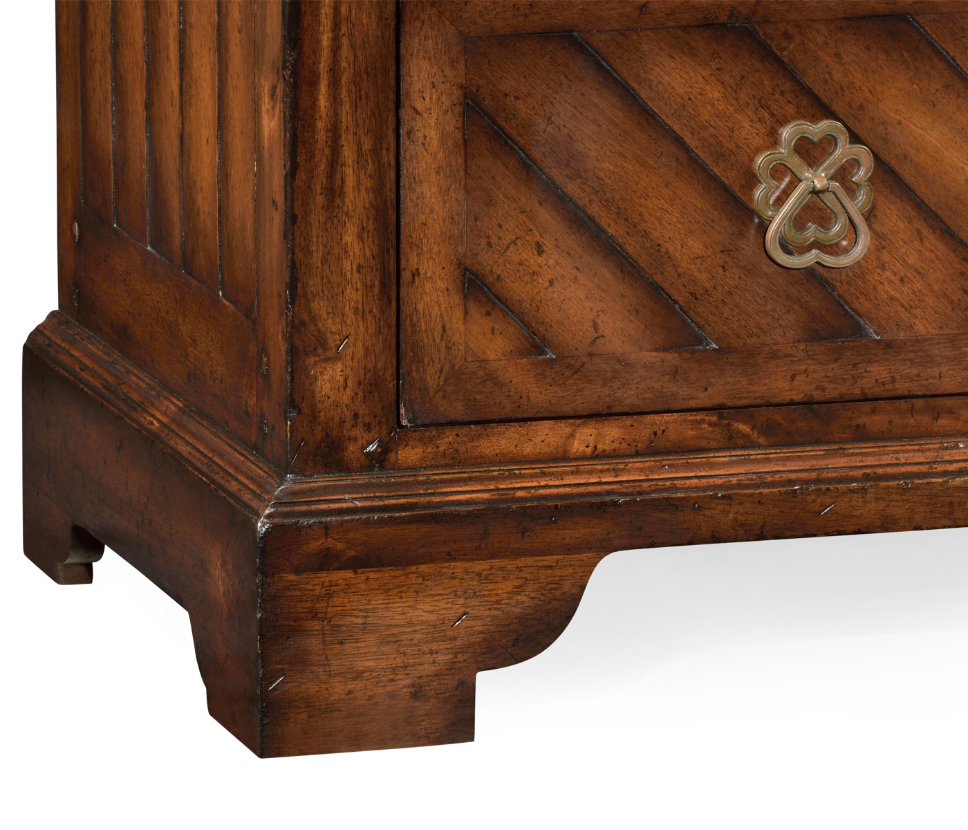 Walnut parquet chest of three drawers