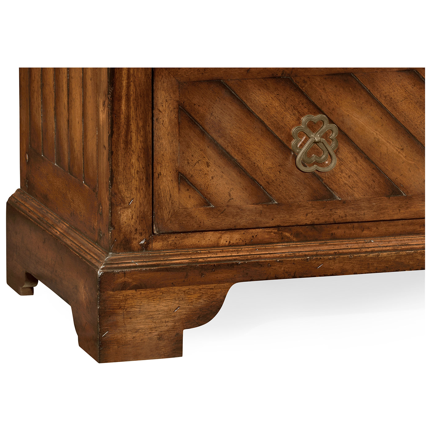 Walnut parquet chest of three drawers