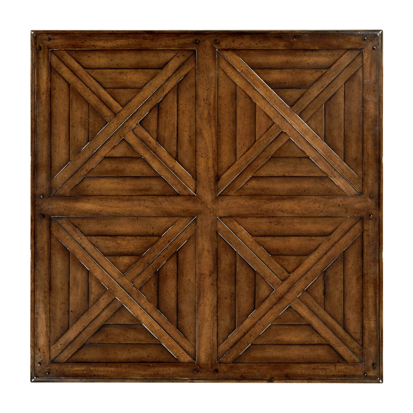 Square parquet coffee table with 14 drawers