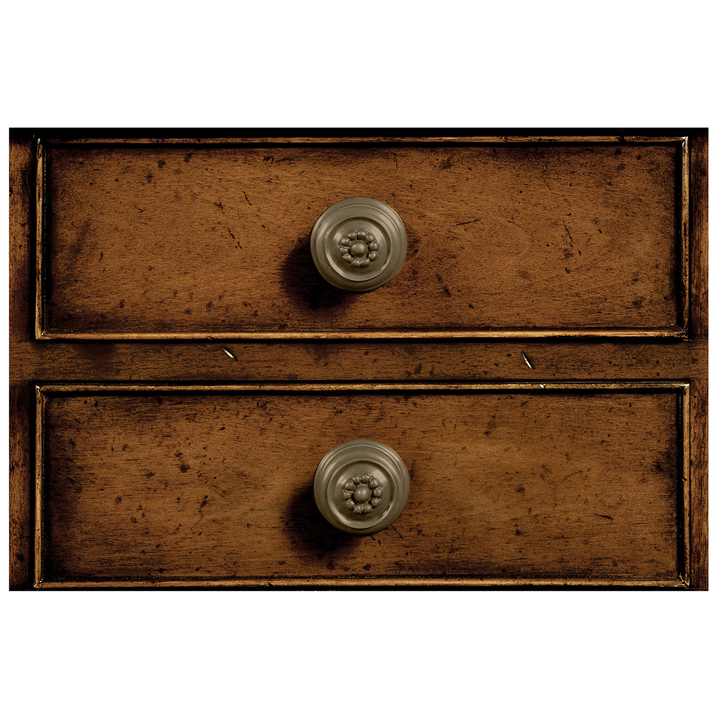 Square parquet coffee table with 14 drawers