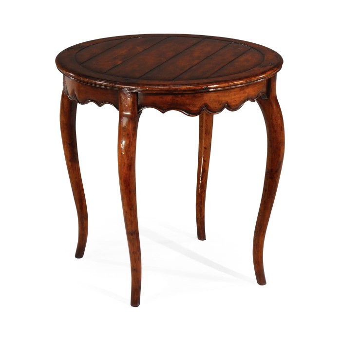 Round French walnut country side table
